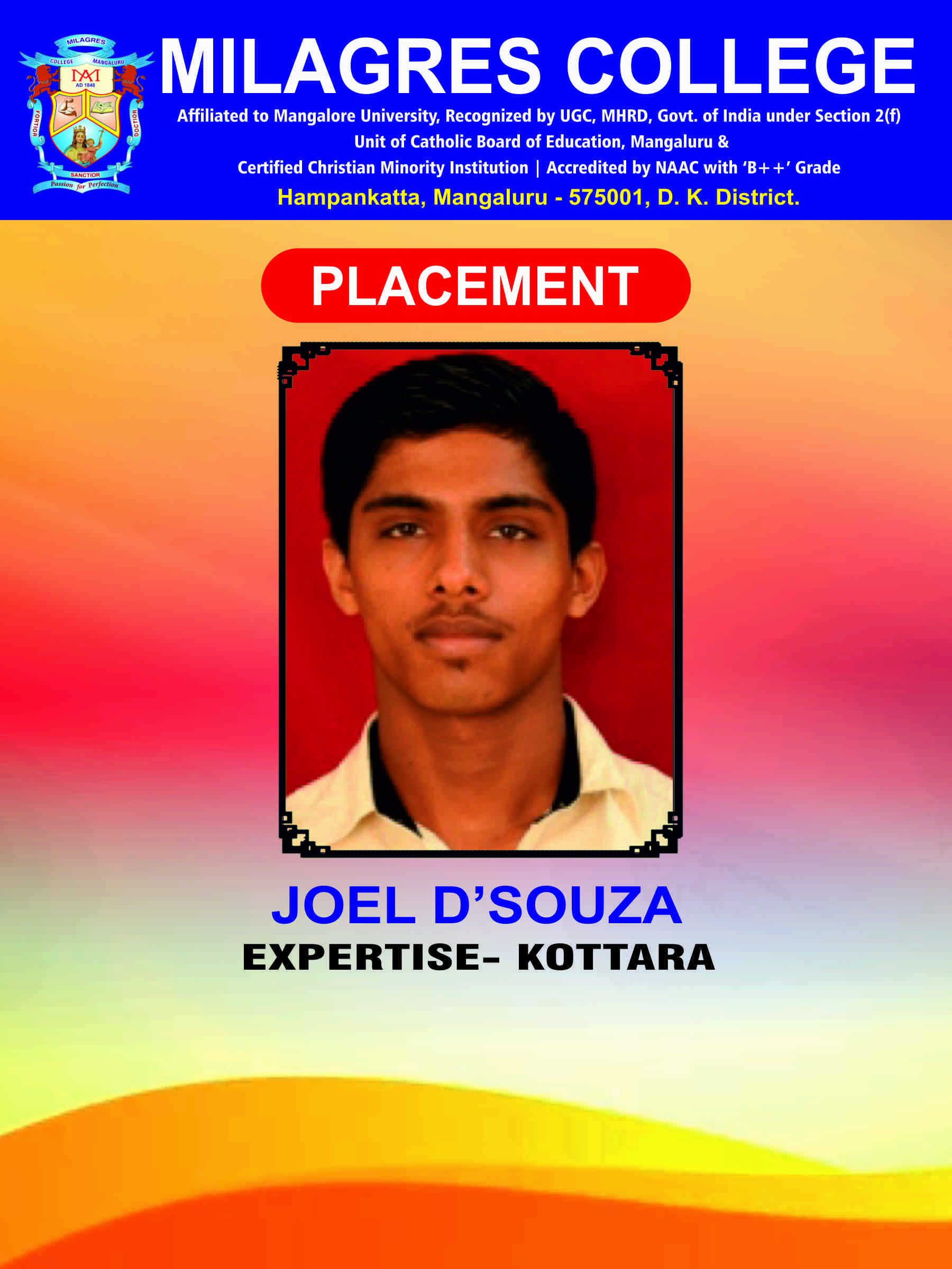 Successfully placed student